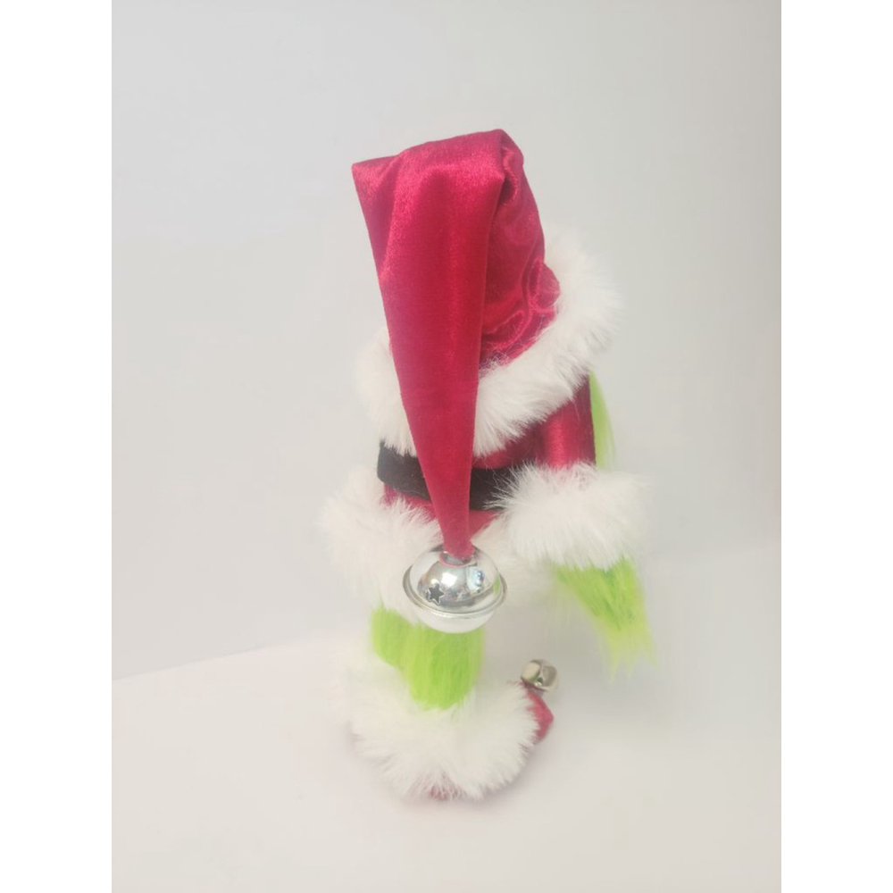 Grinch Santa Gnome Handmade Holiday Decor Luxury Velvet Faux Fur - Picture 6 of 10